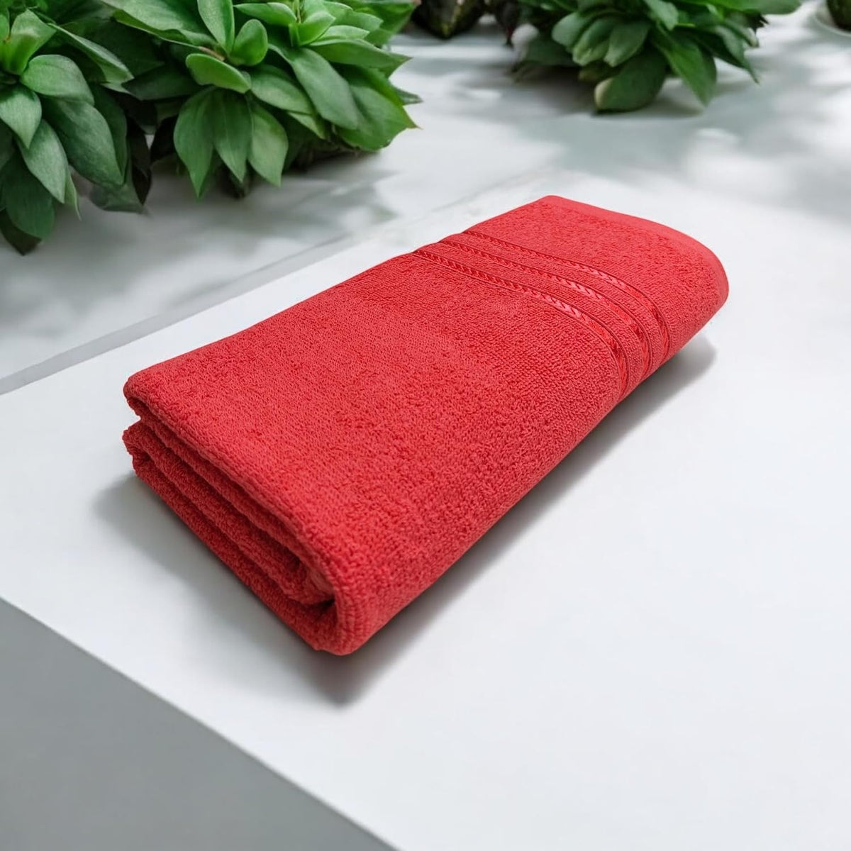 100% Cotton Bath Towel 450 Gsm | Large Size Soft & Absorbent Sport & Beach Bath Towel (Tomato Red)