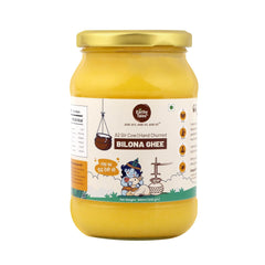 100% Pure A2 Gir Cow Ghee By Earthy Tales | Bilona Method Hand Churned Grass Feed Gir Cow Desi Ghee Perfect For Roast Makhana | (500ml) 16.9 Ounce | Jar Pack