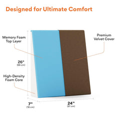 Wedge Pillow Memory Foam For Back Support, Velvet Brown, Large Size - 7 Inch | Wedge Cushion, Acid Reflux, Snoring, Gerd, Leg Elevation, Pregnancy | Removable Cover, Breathable Soft Pillow