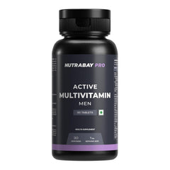 Nutrabay Pro Active Multivitamin For Men , 25 Vital Vitamins & Minerals With Zinc, Vitamin C, D, B12, & Multiminerals | Enhances Energy , Stamina & Immunity | 30 Tablets , 50gm 0.1lbs