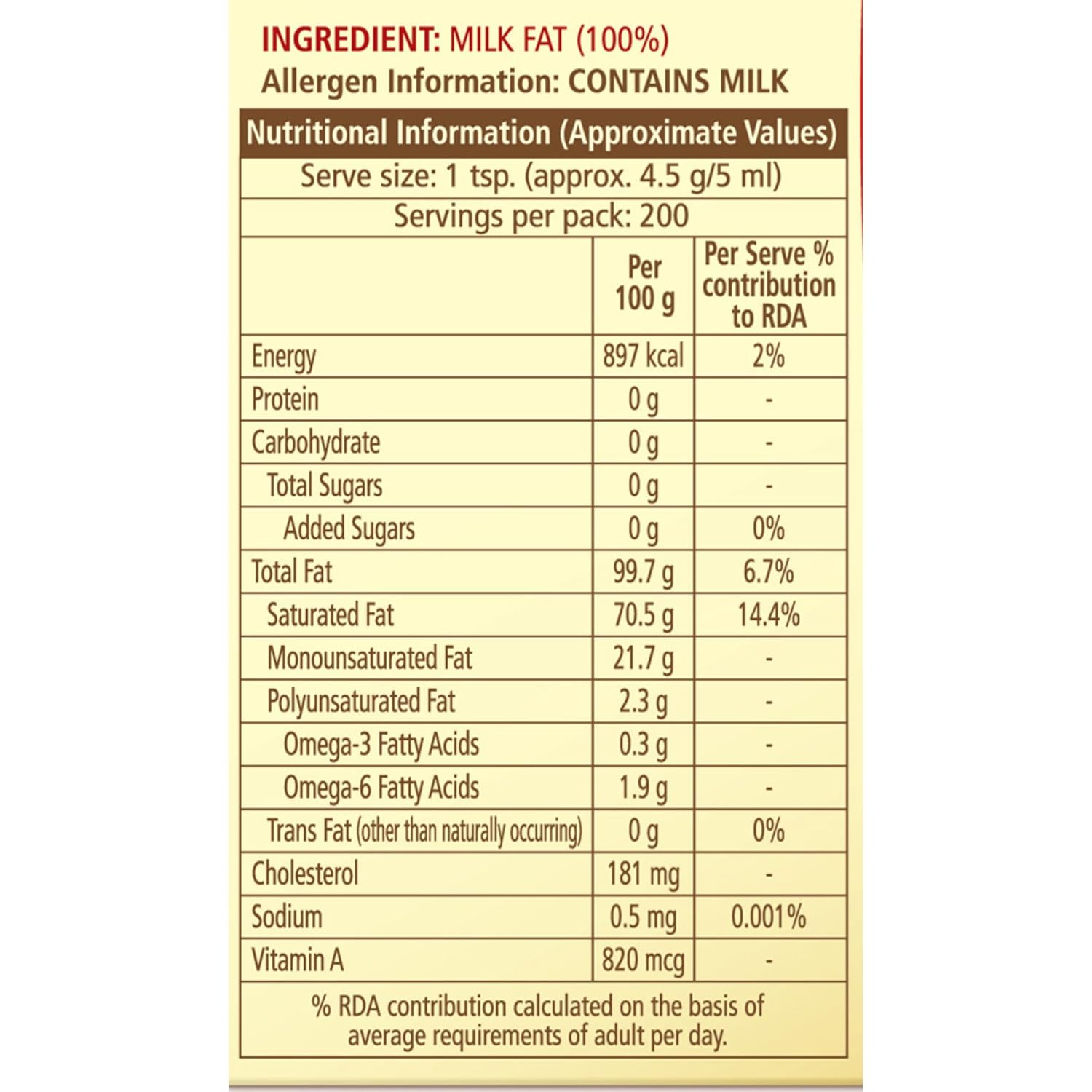 Pure Natural Cow Ghee By Dabur | Naturally Improves Digestion & Boosts Immunity Pure Desi Ghee | (1 Litr) 33.8 Ounce | Box Pack