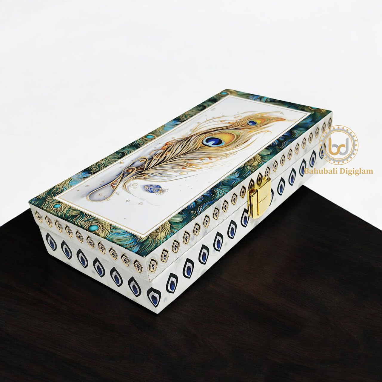 Morpankh Design Gold Printed Matt Touch Mgi Floral Decorative Box, Wedding Fancy Shagun Cash Box, Jewellery Box, Money Box, Gaddi Box, Colour - Multicolour