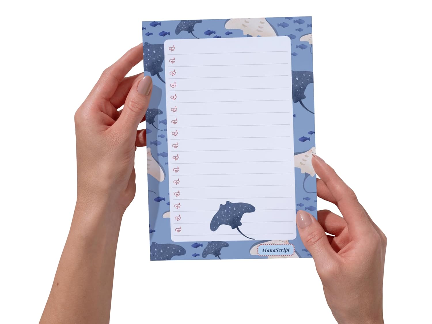 A5 Notes/To Do List Notepad, Beautiful Checklist Pad, Tear-Off Sheets (Fish, Blue) Pack Of 1
