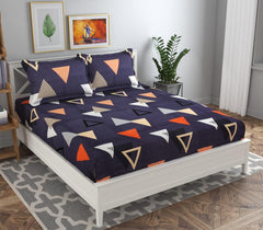 Combo 2 Double Bedsheets With 4 Pillow Covers - 90 X 90 Inches, Multicolor | Glace Cotton 160 Thread Count - Ideal For House, Bedroom, Guest House