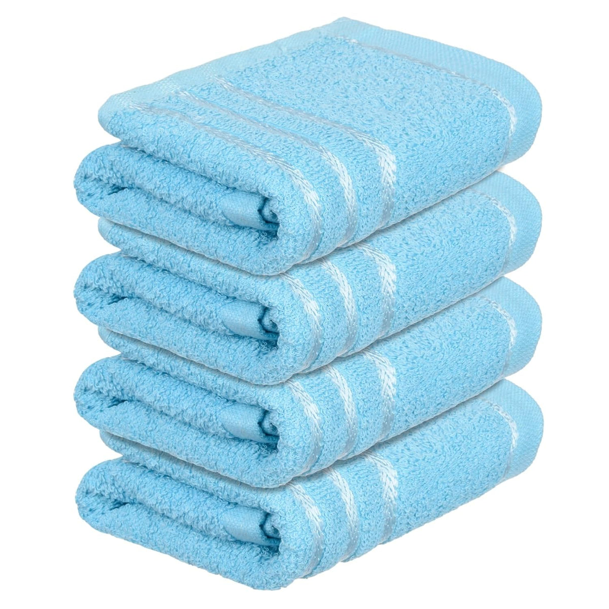 Heart Home Face Towel 800 Gsm | Facewash For Travel Workout Hand Towel | Lining Design Pack Of 4 (Blue)