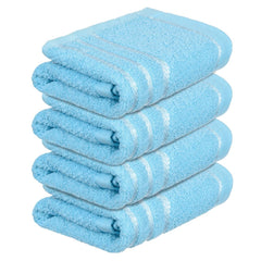 Heart Home Face Towel 800 Gsm | Facewash For Travel Workout Hand Towel | Lining Design Pack Of 4 (Blue)