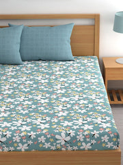 Super King Size Bedsheet For Double Bed With 2 Pillow Cover - 108 X 108 Inches, Sky Blue | Handcrafted Using Traditional Techniques | Perfect For Gifting Anniversaries, Birthdays
