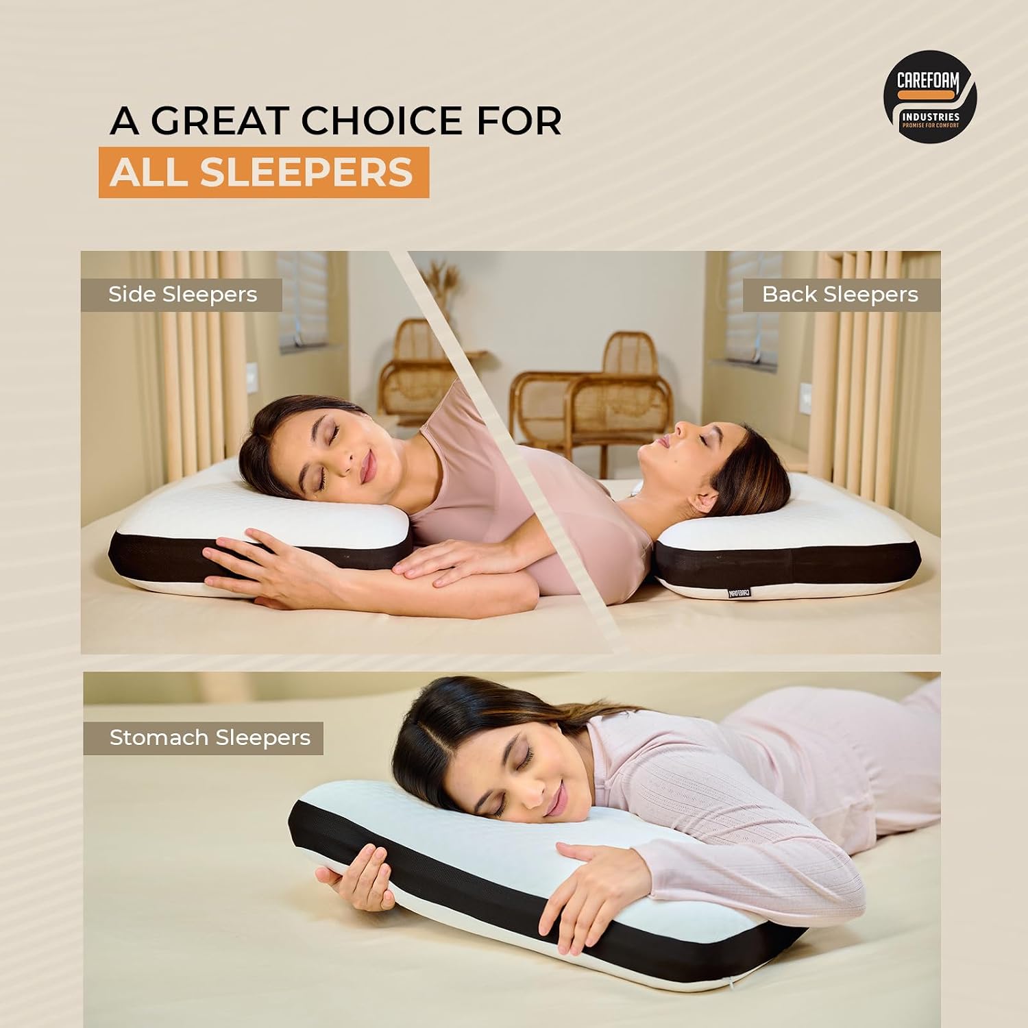 Orthopedic Memory Foam Pillow For Comfortable Sleep, White - 24 X 15 X 5 Inch | For Neck & Shoulder Pain Relief With Removable Zipper White Jacquard Cover | Back, Stomach Sleepers - Pack Of 2