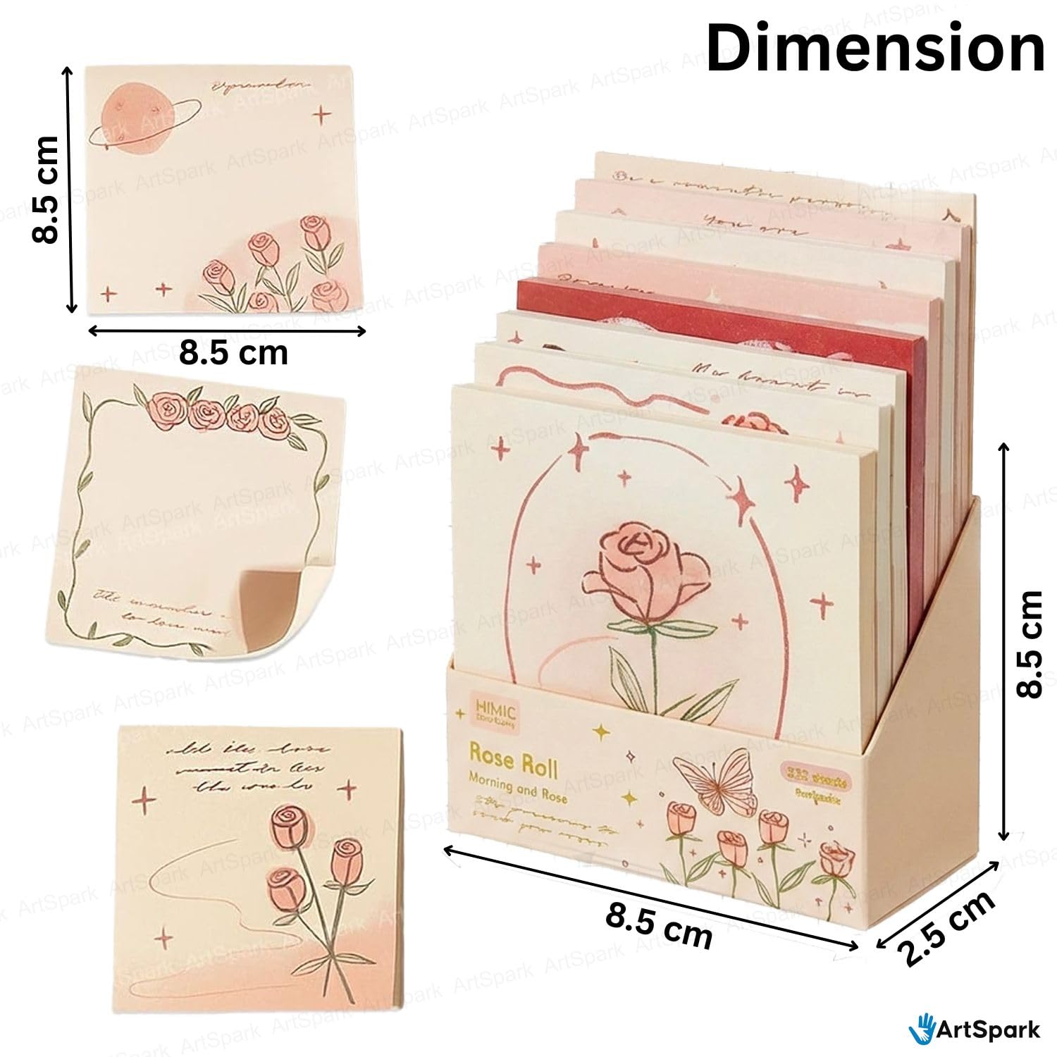 Sticky Notes – 200 Sheets Morning & Rose Memo Pad For Study, Writing, Planning (Rose Roll)
