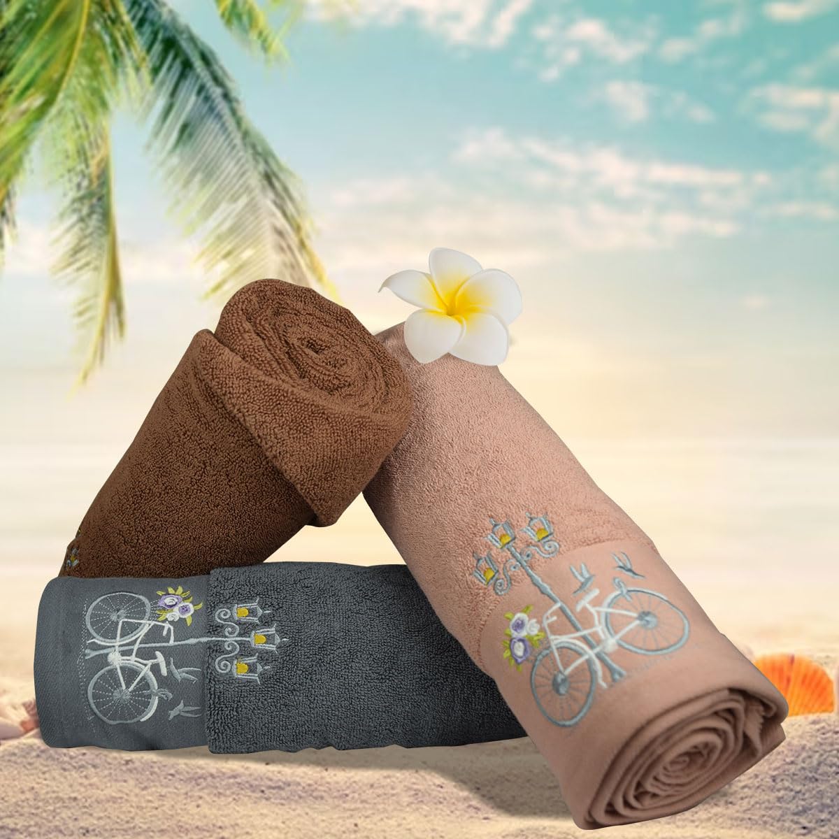 Rangoli 100% Cotton Martin Hand Towels 600 Gsm | Quick Dry, Ultra Soft, Highly Absorbent Printed Hand Towel - Multicolor (Set Of 3)