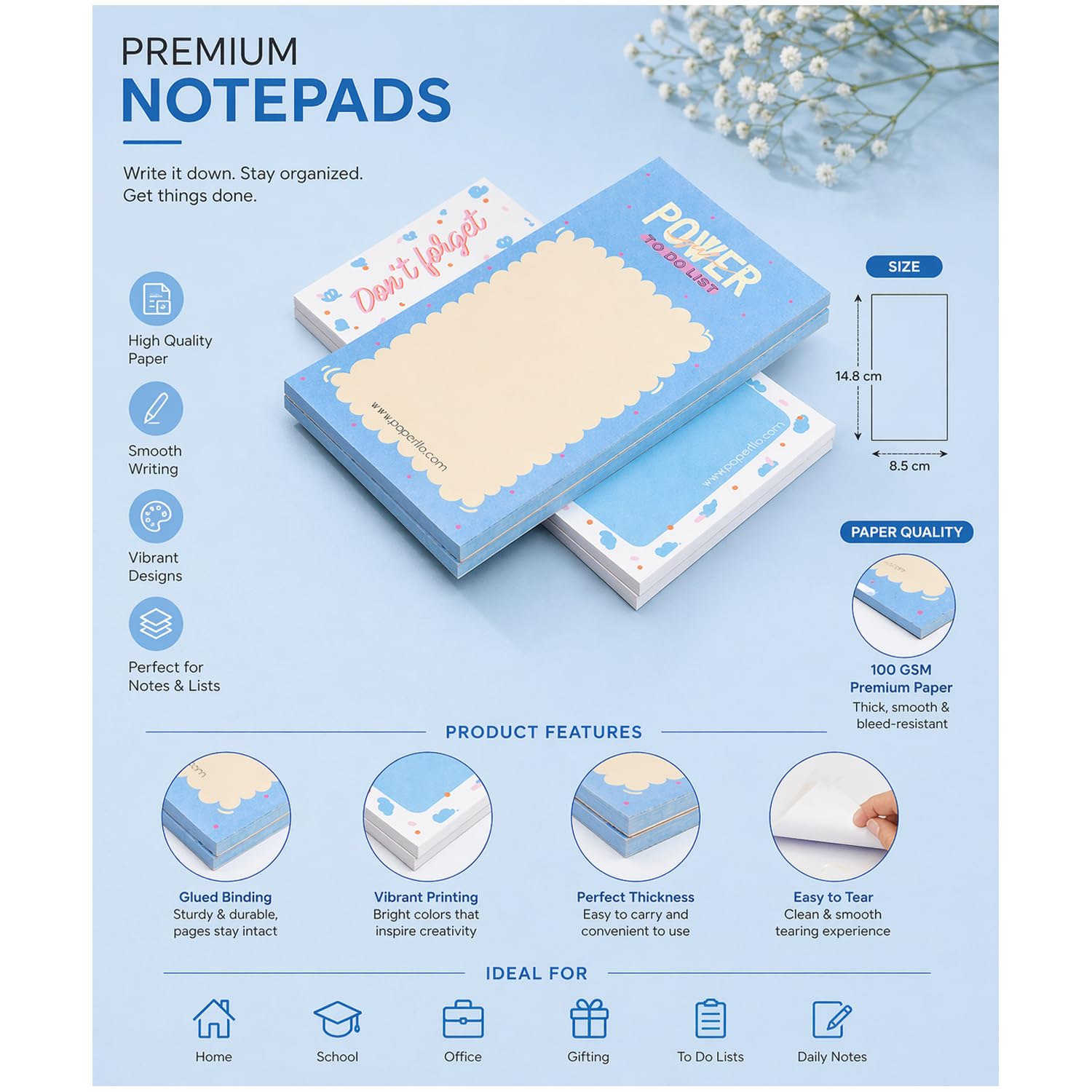 Notes Pads Small To-Do List Notepad Planning Notes For Fridge, Grocery List, Reminders, Set Of 4