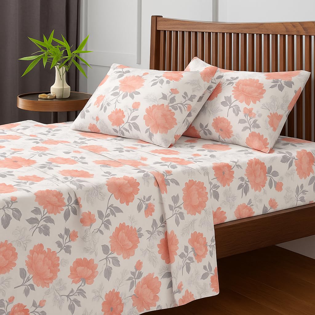 Double Bedsheet Includes 2 Pillow Covers Soft & Breathable Microfiber – 90 X 100 Inches, White | Perfect For Year-Round Comfort