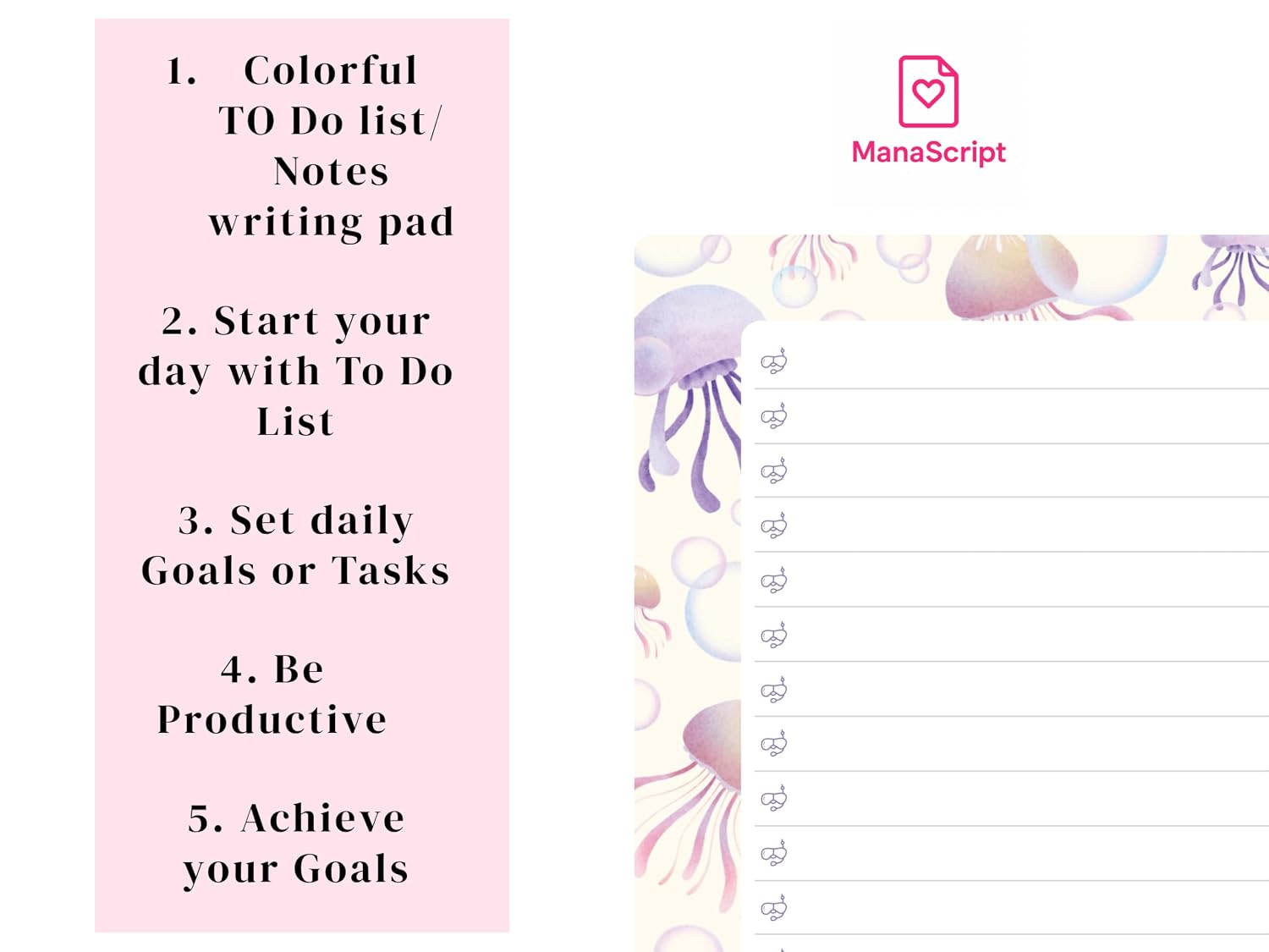 A5 Notes/To Do List Notepad, Beautiful Checklist Pad, Tear-Off Sheets (Octopus) Pack Of 1