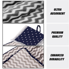 Kuber Industries Hand Kitchen Towel 800 Gsm | Super Soft, Fluffy & Absorbent Cotton Hand Towel Perfect For Daily Use | Zig Zag Pattern (Multicolor) - Pack Of 4