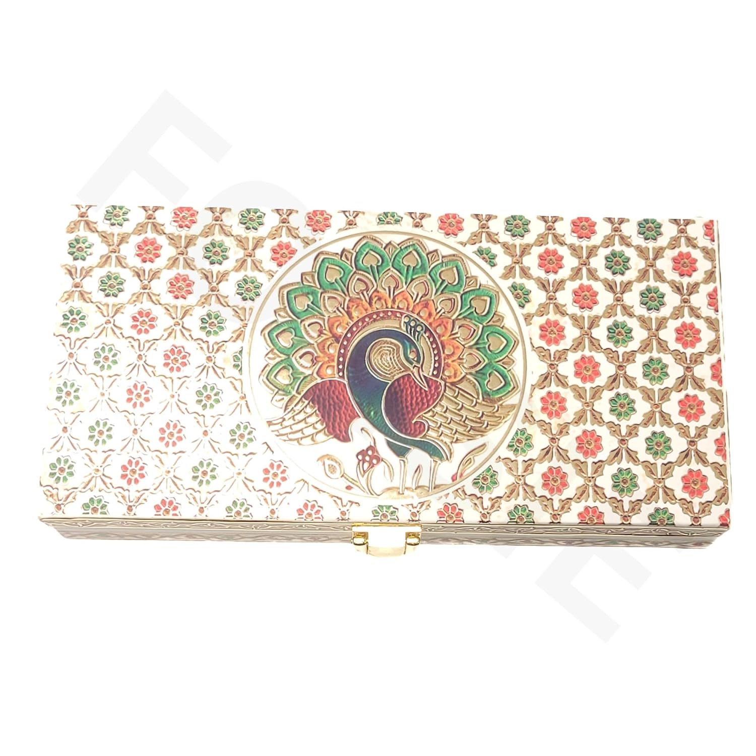 Fancy Shagun Cash Box Or Gaddi Box For Gifting Money On Wedding, New Born Baby, Ring Ceremony Pattern1pc, Material - Wood, Colour - Peacock Pattern