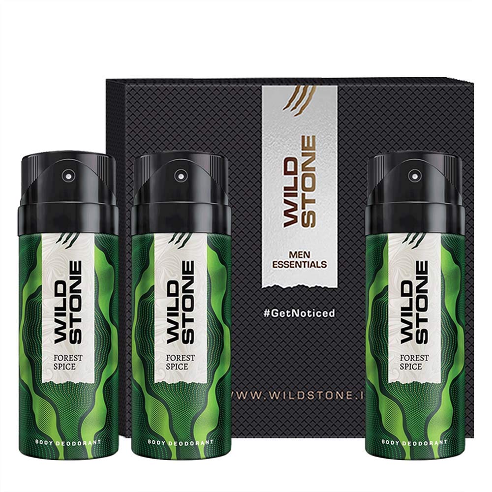 Wild Stone Forest Spice Deodorant Body Spray For Men 450ml 15.2 Fl.oz. Pack Of 3 | Best Suited For Officewear