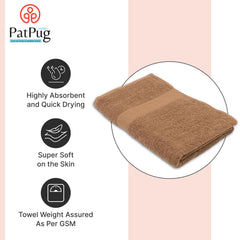 PatPug 100% Indian Ultra Soft Cotton Towel 380 Gsm | Highly Absorbent, Fade Resistant Large Bath Towel (Coffee Brown)