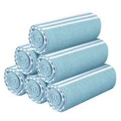 Destin Home Turkish Peshtemal Beach Towels 2 Kg | Cotton Soft, Lightweight, Quick-Drying & Absorbent For Beach Pool Spa Picnic Travel (Sea Green)- Set Of 6
