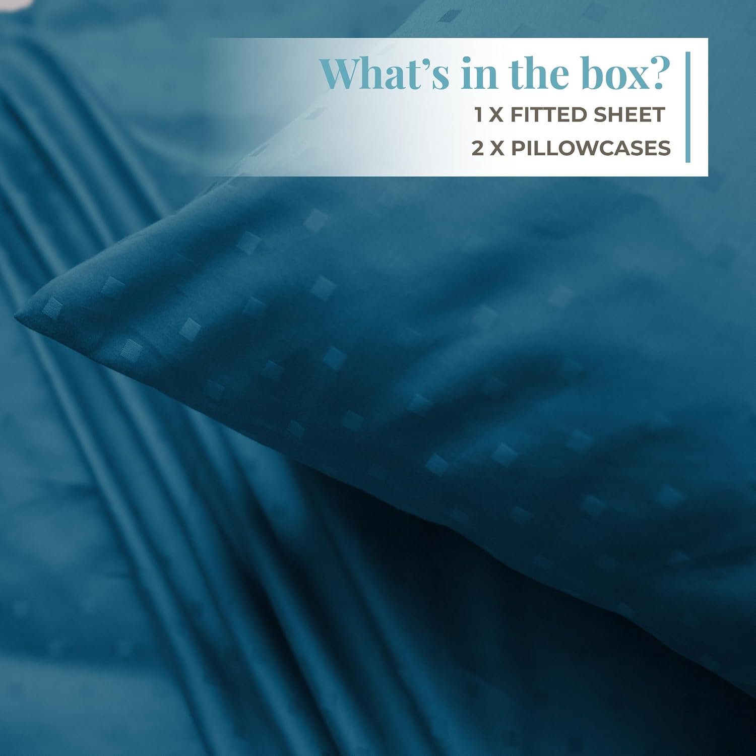 Cotton Fitted Bedsheet For Double Bed With 2 Pillow Covers - 60 X 80 Inches, Blue | Sateen Weave Queen Size Bed Sheet,12" Deep Pocket