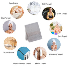 Micro Cotton Remy Basel Luxury Terry Cotton Bath Towel 550 Gsm | Super Comfortable 100% Long Staple Cotton Bath Towel (Silver Grey)
