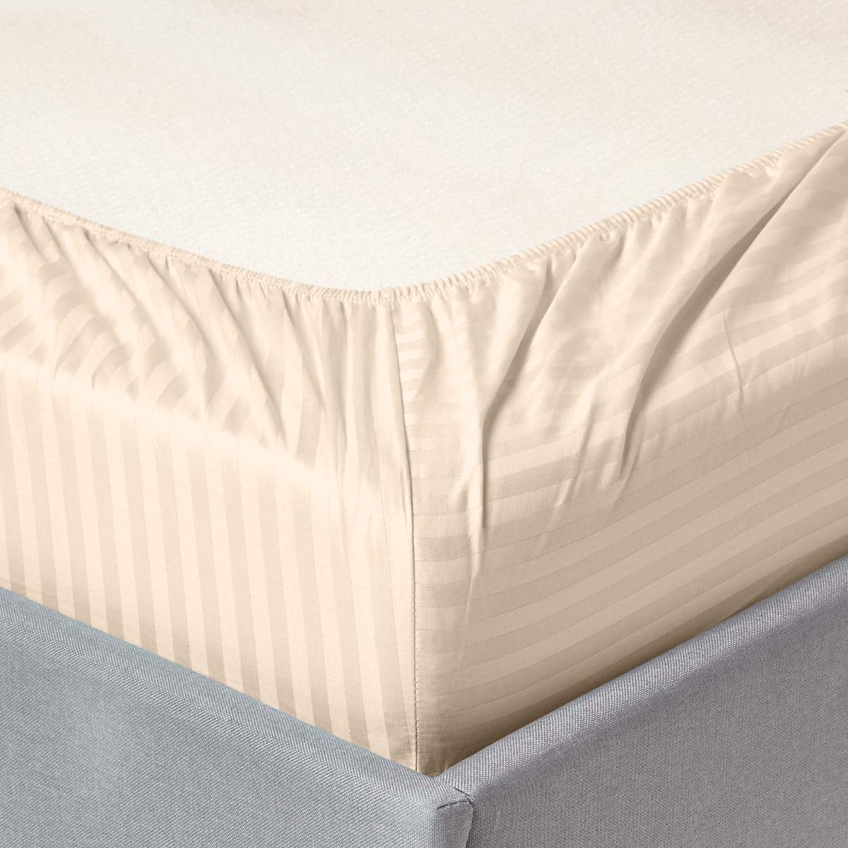 Stripe Single Size Bedsheet With 1 Pillow Cover - 36 X 78 Inches, Beige | Skin Friendly Fabric For Everyday Comfort | All Season Comfort