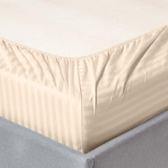 Stripe Single Size Bedsheet With 1 Pillow Cover - 36 X 78 Inches, Beige | Skin Friendly Fabric For Everyday Comfort | All Season Comfort