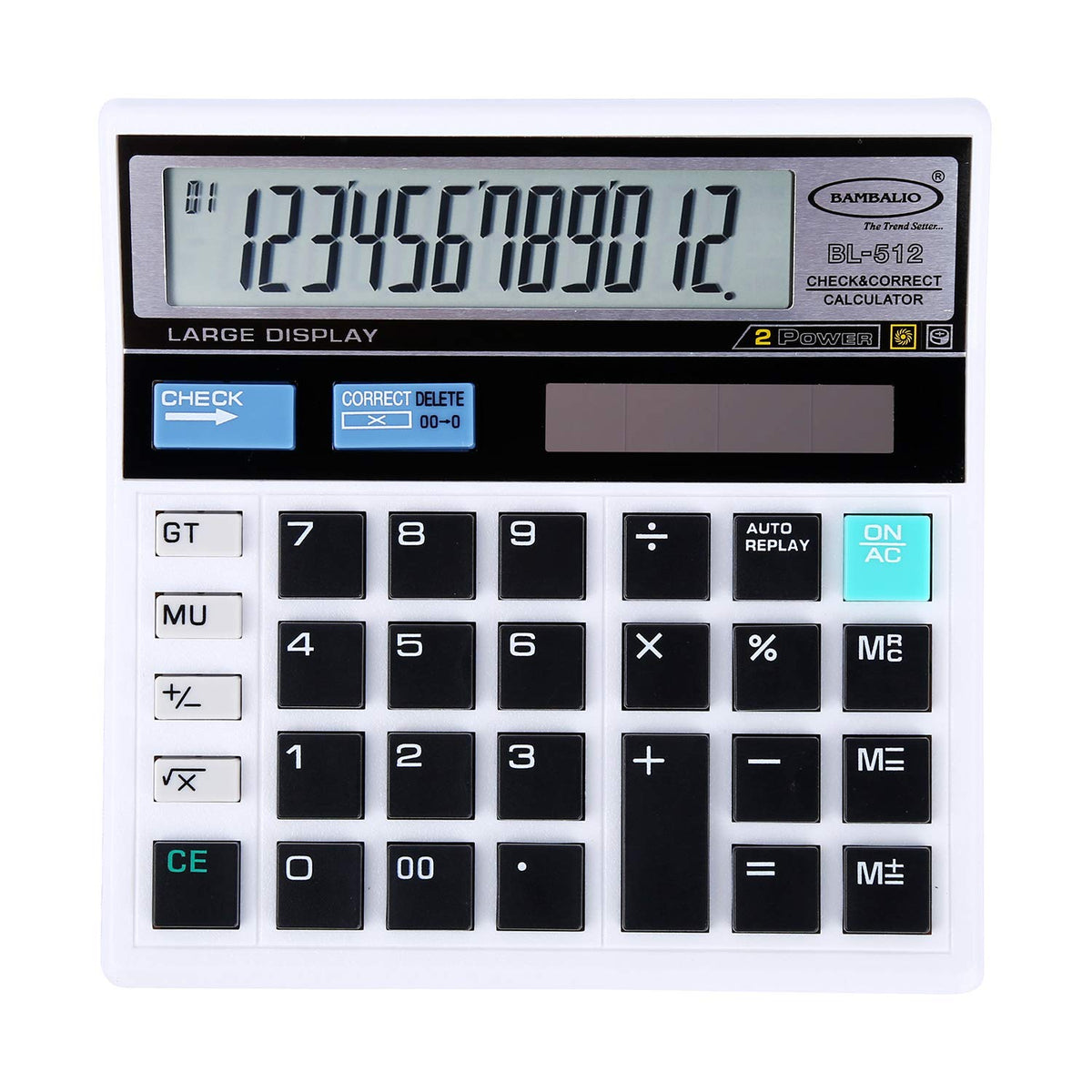 Bambalio BL-512W Electronic Calculator - 3 Years Warranty & 3 Years Battery Life | 12 Digits-large LC Display ,112 Steps Check & Correct