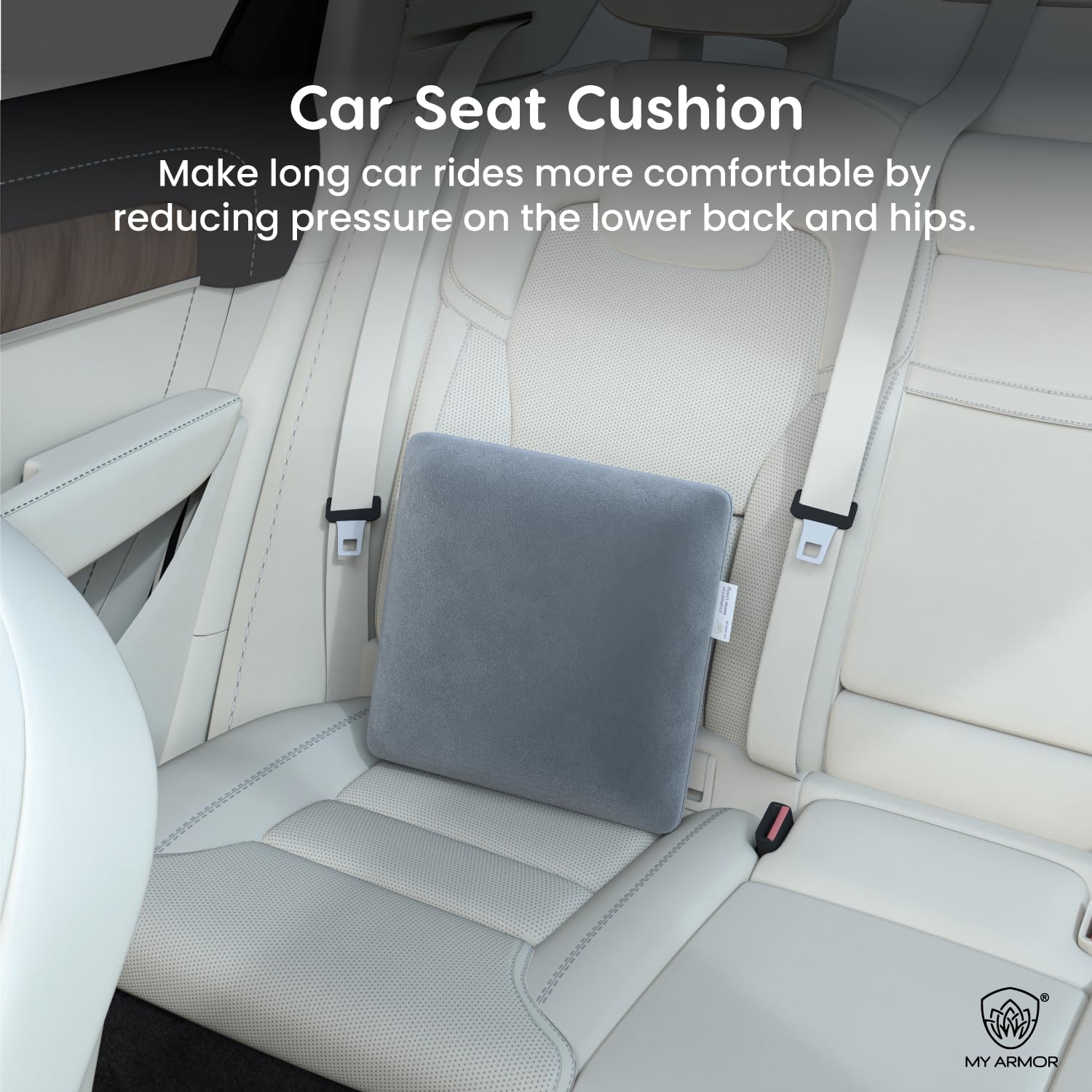 Memory Foam Square Cushion Pillow, For Car, Sofa & Diwan, Bed, Chair, Grey - 12 X 12 X 4 Inch | Highly Durable, Hypoallergenic, Velvet Cover, Furniture Cushion, Multipurpose Use - Pack Of 2