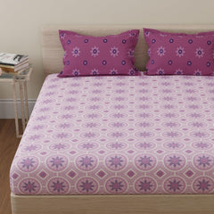 Bedsheet For King Size With 2 Pillow Cover - 108 X 108 Inches, Pink & Magenta | Suitable For All Weather Season - 4 Pcs Bedding Set