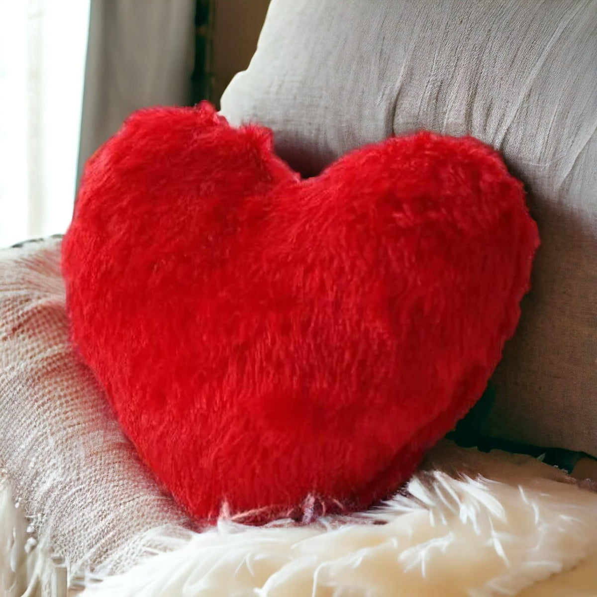 Heart Shape Cushion Pillow Valentine Gift, Red Love Pillow - 12"X12 Inch | For Girlfriend, Boyfriend, Couples, Husband & Wife Valentine's Day Love Pillow, Valentine Week Gift Item