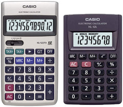 Casio HL-122TV Portable Calculator With Metal Faceplate & GT Key, 12 Digit & Casio HL-4A Portable Calculator, Extra Small Size