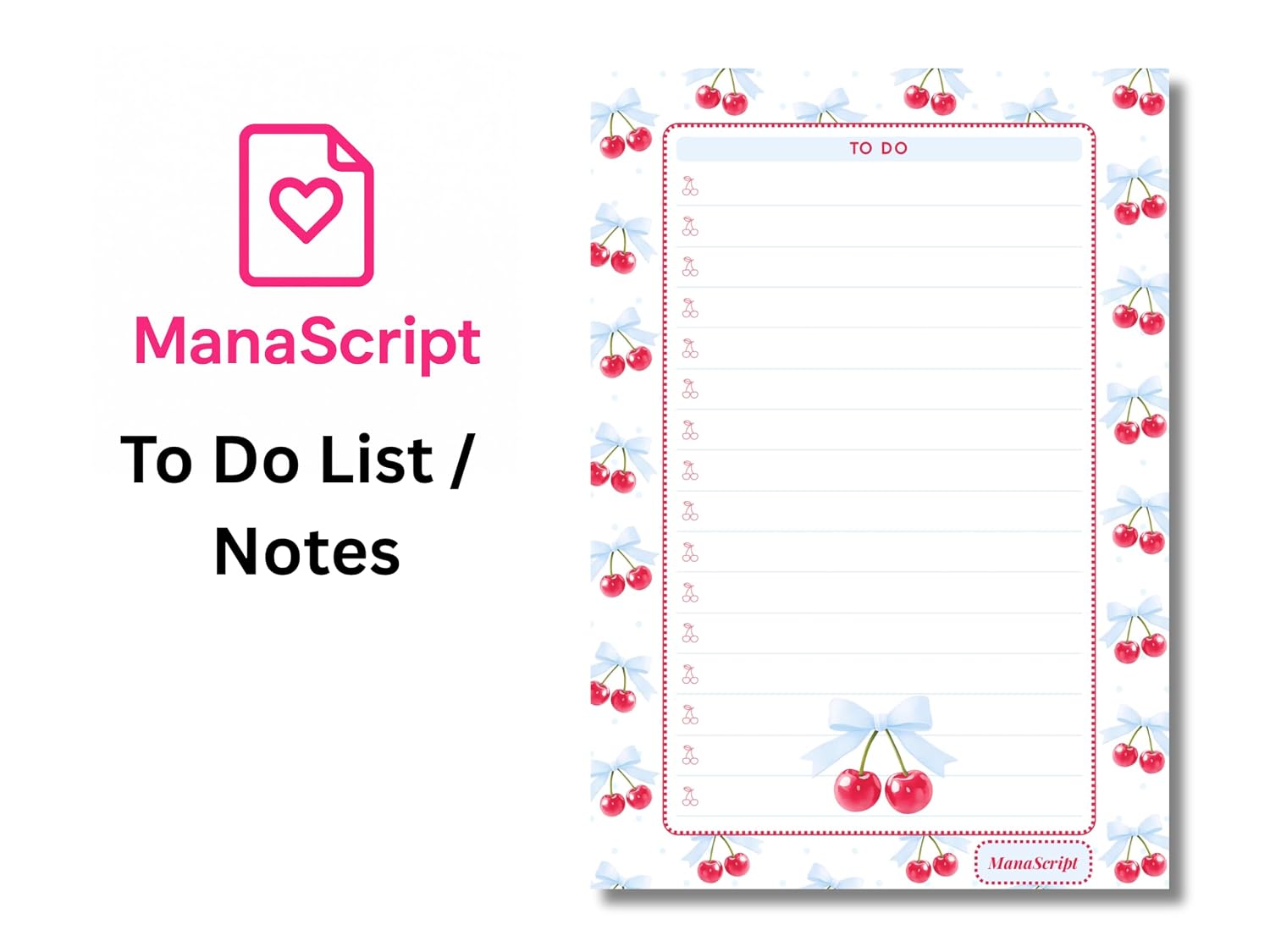 A5 Notes/To Do List Notepad, Beautiful Daily Checklist Pad, Tear-Off Sheets (Cherry-3) Pack Of 1