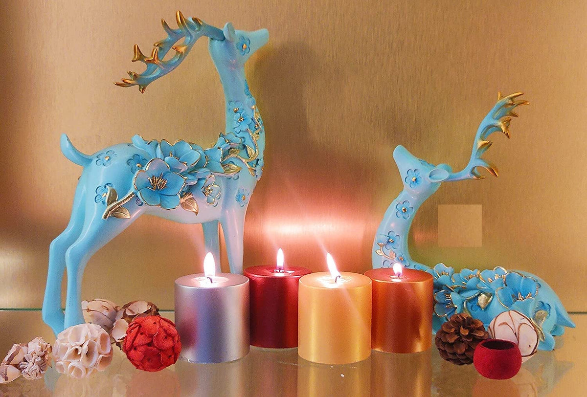METALLIC FINISH PILLAR CANDLES | BURNING TIME 30 HOURS SET OF 4 BEST FOR GIFT