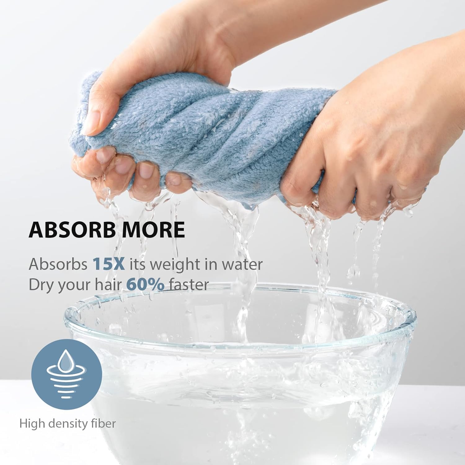 Fezora Hair Towel Wrap For Women-Quick Drying Microfiber Towel For Hair With Elastic Loop For Tying-Super Absorbent Head Towels Wrap For Ladies Hair Turban (Sky Blue)