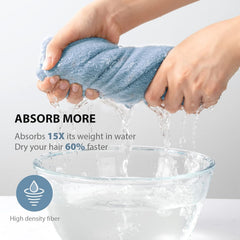Fezora Hair Towel Wrap For Women-Quick Drying Microfiber Towel For Hair With Elastic Loop For Tying-Super Absorbent Head Towels Wrap For Ladies Hair Turban (Sky Blue)