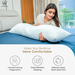 Microfiber Body Side Pillow For Sleeping For Pregnancy, White - 53 X 16 Inches | Long Cuddle Pillow For Hugging, Relaxing, Washable Cover, Inner Cover, Adjustable, Multipurpose Pillow