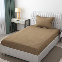 Soft Microfiber Single Bedsheet With 1 Pillow Covers - 60 X 90 Inches, Dark Beige | Wrinkle Free Design & Easy To Wash | Refreshing Your Bedroom Look