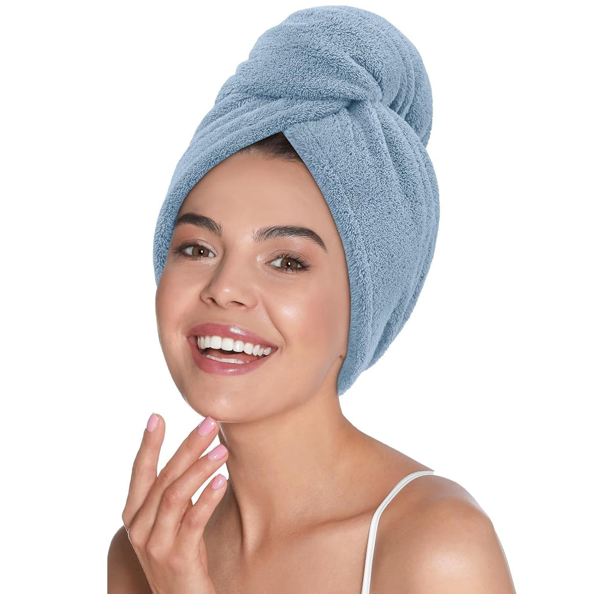 Mush Bamboo Hair Towel 300 Gsm | Ultra Soft, Absorbent & Anti Microbial Hair Wrap (Sky Blue)