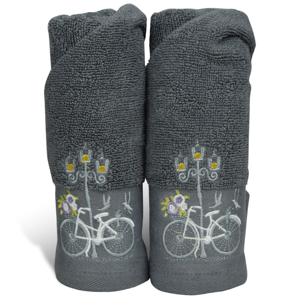Rangoli 100% Cotton Martin Hand Towels 540 Gsm | Quick Dry, Ultra Soft, Highly Absorbent Printed Hand Towel For Men & Women Luxury & Highly Absorbent Towels - Grey (Set Of 2)