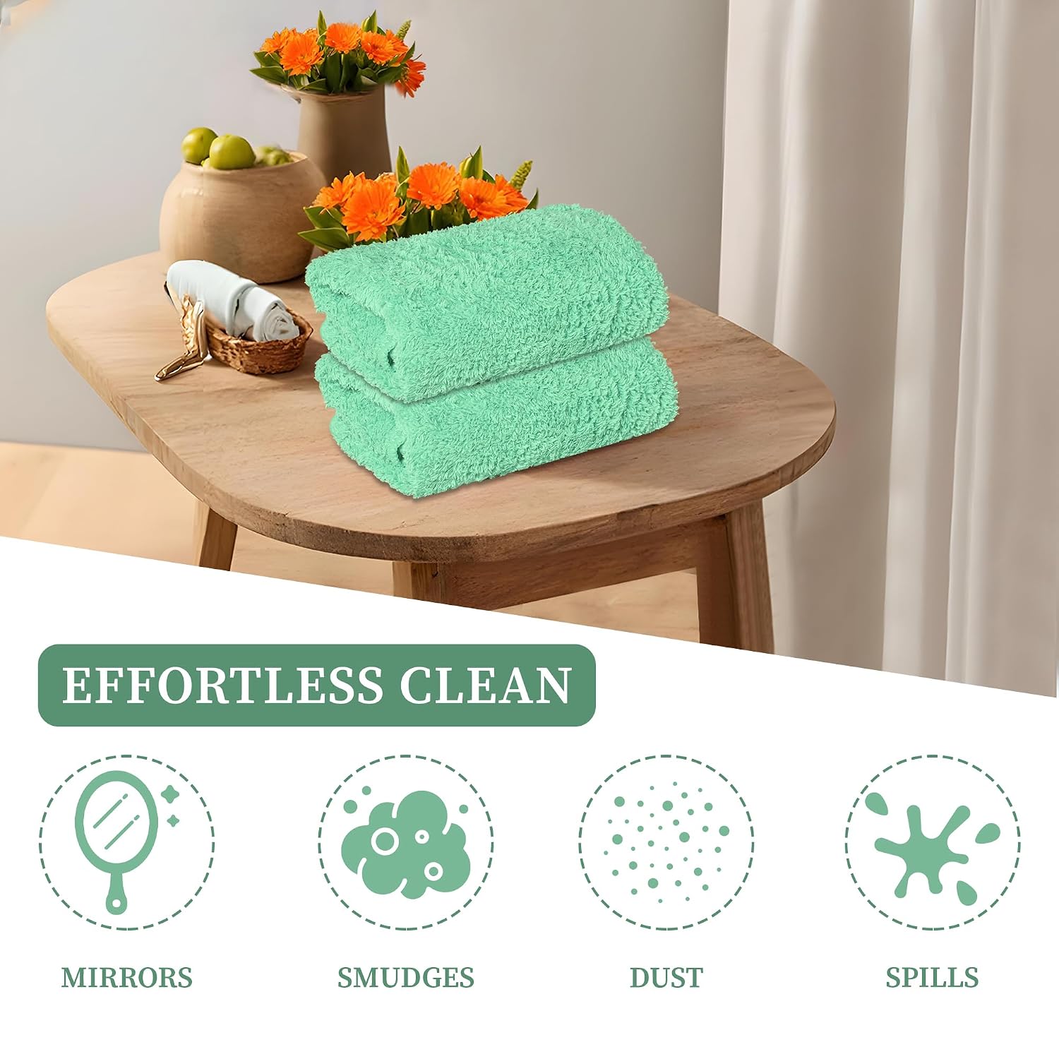 Kuber Industries Cleaning Towel 450 Gsm | Reusable & Water Absorbent Towels For Cleaning Glass, Kitchens & Bathrooms - Pack Of 3 (Green)