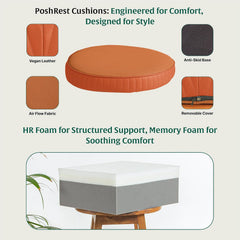 Round Chair Cushion Pad, Memory Foam Pillow, Seat Cushion, Brown, Standard Size - 16 Inch | Height 3 Inch, High-Resilience Pillow, Hip Support & Back Pain Relief | Sitting Pillow - Set Of 2