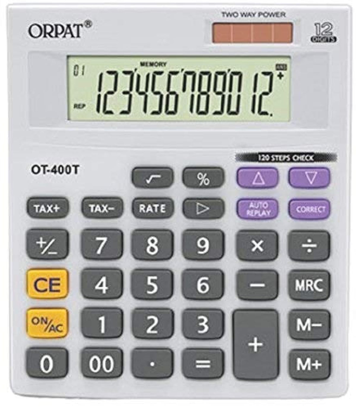 Orpat Ot 400t/400gt Calculator (White/grey) | 120 Steps Check Display | Automatic Calculation Price Tax , Price Less Tax ,tax Amount