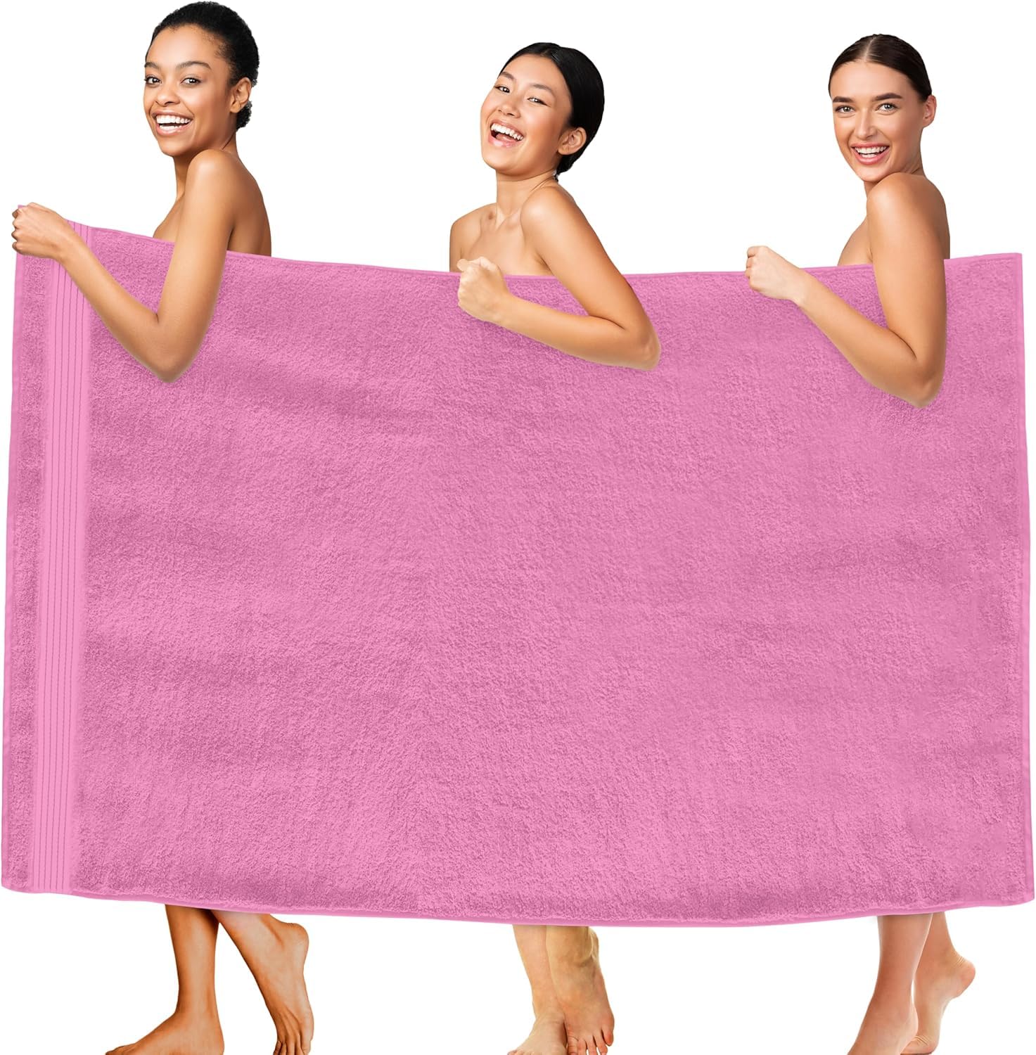 Tiqh 100% Organic Cotton Bath Towel 600 Gsm | Highly Absorbent & Quick Dry Extra Large Bath & Beach Jumbo Bath Sheet Oversized Bath Towel Extra Large (Pink)