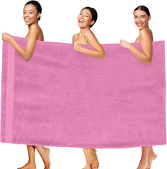 Tiqh 100% Organic Cotton Bath Towel 600 Gsm | Highly Absorbent & Quick Dry Extra Large Bath & Beach Jumbo Bath Sheet Oversized Bath Towel Extra Large (Pink)
