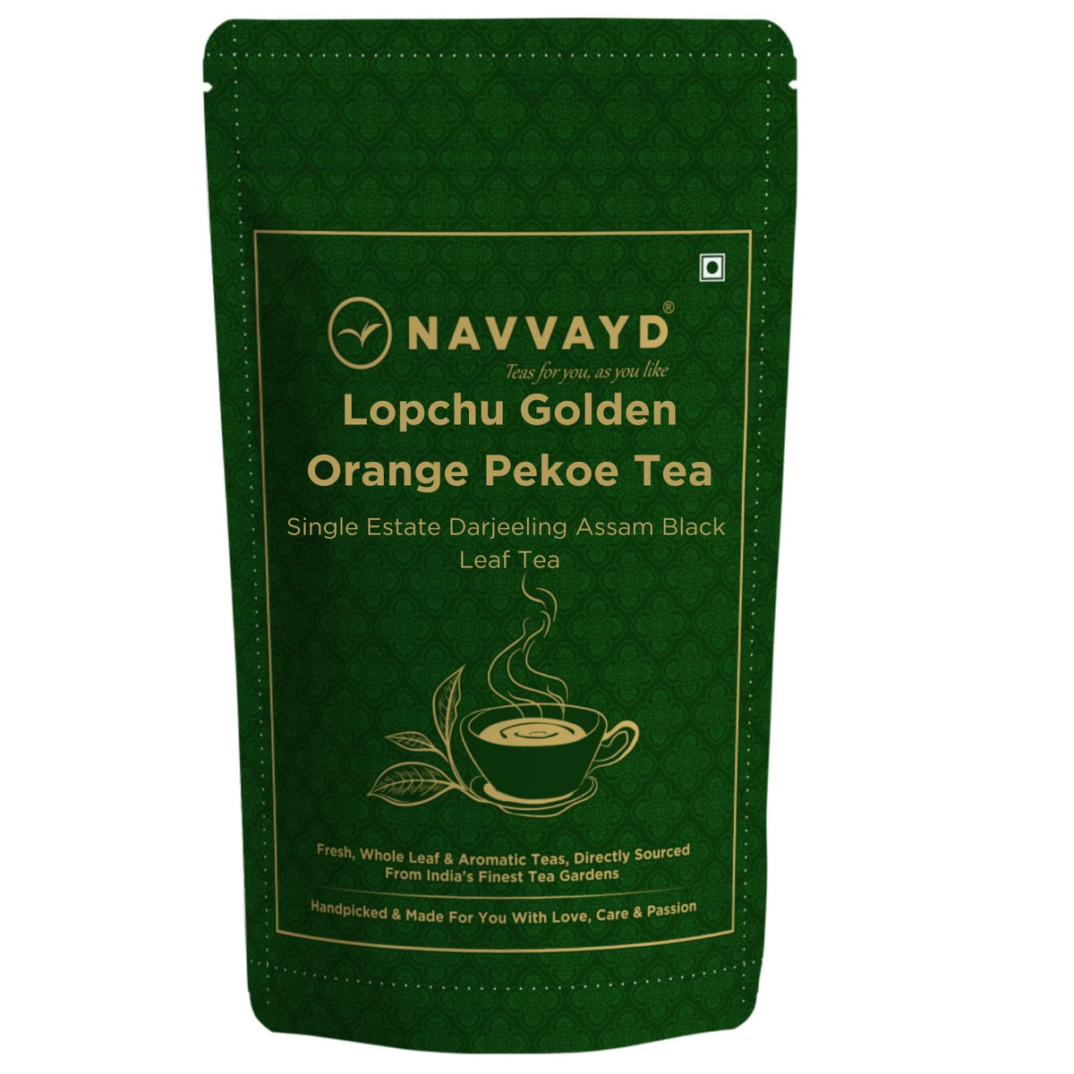 Navvayd Lopchu Golden Orange Pekoe Darjeeling Tea - 100gm, 3.5 Ounce, 50 Cups | Loose Leaf Tea With Real Musk Flavor & Smoky Taste - Low Caffeine Assam Black Tea
