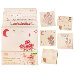 Morning & Rose Sticky Notes –200 Sheets Kawaii Memo Pads | Notes For Study (Floating Moon Rose)