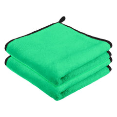 Kuber Industries Microfiber Cleaning Towel 400 Gsm | Reusable & Water Absorbent Towels For Cleaning Glass, Kitchens & Bathrooms With Hanging Loop - Pack Of 2 (Green)