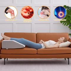Wedge Memory Foam Pillows, Leg Pain Relief Pillow For Sleeping, Off White, Regular Size | Leg Elevator Pillow For Leg Support | Leg Wedge Cushion For Varicose Veins & Post Recovery
