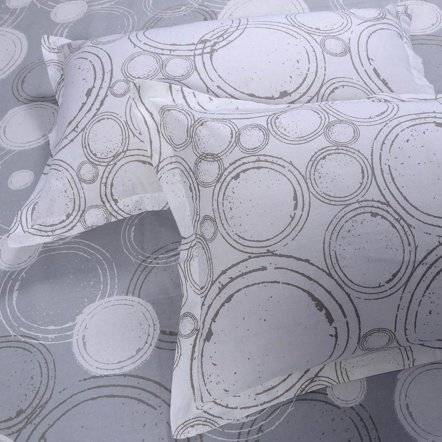 Bed Sheet For Double Bed With 2 Pillow Covers - 88 X 96 Inches, Grey & Off White | Ideal For Bedroom, Guest Room, Home, Daily Use