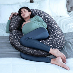 Pregnancy Pillow, C Shaped Pillow, Maternity Pillow For Sleeping - Dark Blue | 100% Cotton Pillow For Pregnant Mothers | With Breathable & No Heat Fabric | Full-Body Support For Better Sleep